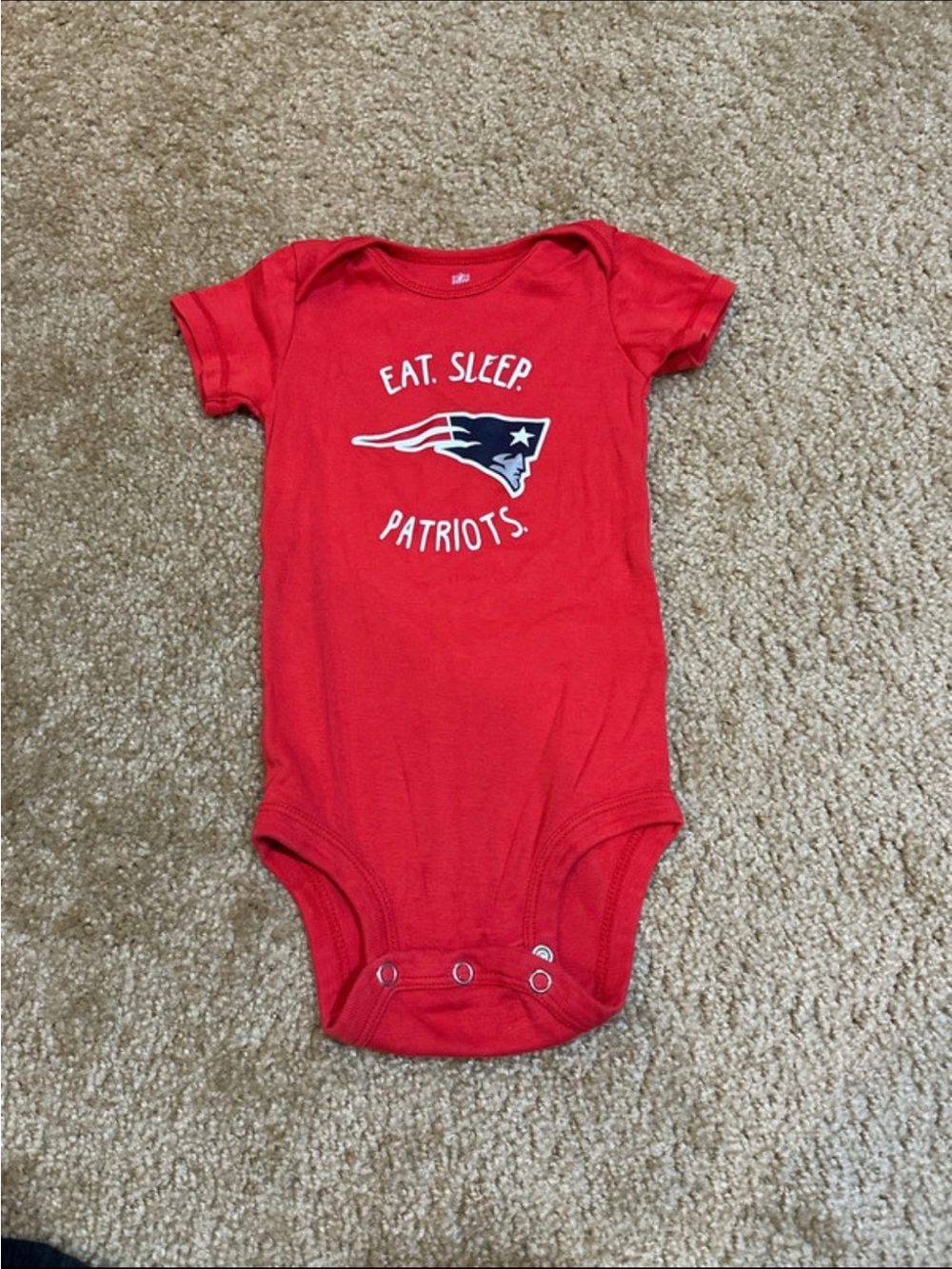 NFL Red 'Eat. Sleep. Patriots.' Baby Bodysuit